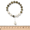 Natural Labradorite & Natural Pearl Bead Charm Bracelets BJEW-JB14141-02-4