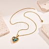 Stainless Steel Pave Natural Paua Shell Love Heart Peach Locket Pendant Cable Chain Necklaces for Women PW-WG7AB06-01-4
