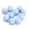 Round with Heart Pattern Food Grade Silicone Beads PW-WG95999-09-1