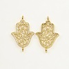 Filigree Hamsa Hand/Hand of Fatima/Hand of Miriam Brass Micro Pave Cubic Zirconia Links ZIRC-P001-02G-1