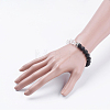 Natural Lava Rock & Quartz Crystal Stretch Bracelets BJEW-JB03510-01-3