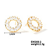 Copper Geometric Hollow Circle Stud Earrings Women Simple Zirconia Fashion Ear Jewelry OJ7270-2-1