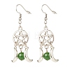 Woven Net with Natural Malaysia Jade Dangle Earrings EJEW-JE04945-01-1