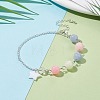 Natural White Jade(Dyed) Beaded Bracelet with 304 Stainless Steel Rolo Chains BJEW-JB08145-05-2