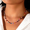 Multicolor Faceted Rondelle Natural Stone & Glass Beaded Necklaces for Women AU7515-1