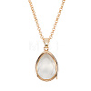 1Pc Alloy Glass Photo Frame Living Memory Floating Locket Pendant Rolo Chain Necklaces for Women NJEW-BM0001-01B-1