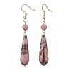 Teardrop Natural Rhodonite & Rhodochrosite Dangle Earrings EJEW-JE06840-3