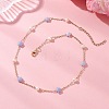 Synthetic Blue Lace Agate Star & Natural Freshwater Pearl & Brass Link Chain Necklaces NJEW-JN05687-02-1