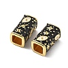 Brass Micro Pave Clear Cubic Zirconia Rectangle European Beads KK-Z114-15G-A-3