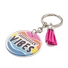 Acrylic Flat Round with Suede Tassel Pendant Keychain KEYC-G060-01D-2