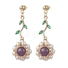 Flower 304 Stainless Steel Cubic Zirconia Dangle Stud Earrings EJEW-TA00800-02-2