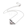 Natural Rose Quartz Triangle with Flower Pendant Necklace NJEW-P274-01AS-04-2