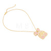 Easter Pink Rabbit Zinc Alloy Enamel with Imitation Pearl Pendant Iron Chain Necklaces for Women FS-WGDCBF5-01-5