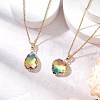 2Pcs 2 Styles Teardrop Heart K9 Glass Imitation Tourmaline Pendant Necklaces Sets NJEW-JN05188-03-1