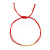 Adjustable Brass Curved Tube Woven Cord Braided Bead Bracelets WG4426-5-1