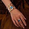 Evil Eye Alloy Resin Hollow Cuff Bangles & Cuff Rings Sets FS-WGE3CB7-01-4