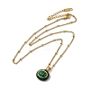 Natural Malachite Enamel Oval Pendant Necklace NJEW-D054-06B-G-1