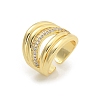 Rack Plating Brass Micro Pave Cubic Zirconia Open Cuff Finger Rings for Women RJEW-M028-81G-2