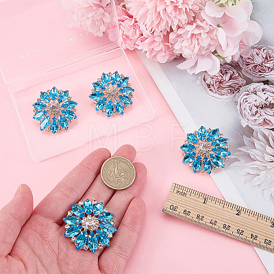 4Pcs Alloy & Glass & Rhinestone Shank Buttons BUTT-FG0001-63B-1