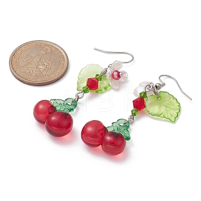 Glass & Acrylic Fruit Dangle Earrings EJEW-JE05288-1