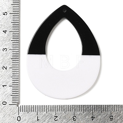 Black and White stitching Acrylic Big Pendants OACR-S143-01B-1