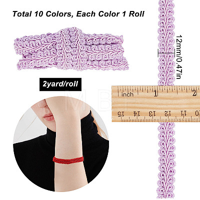 Gorgecraft 20 Yards 10 Colors Polyester Centipede Braid Lace Trimming OCOR-GF0002-29-1