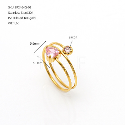 304 Stainless Steel Pave Cubic Zirconia Cuff Open Rings WG5A0BA-03-1