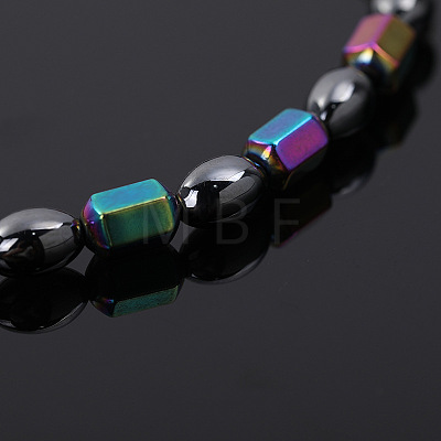 Synthetic Non-magnetic Hematite Oval Hexagonal Column Beaded Stretch Anklets FS-WG276A6-01-1