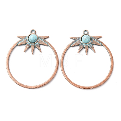 Alloy with Synthetic Turquoise Pendants FIND-B055-01J-1