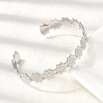 201 Stainless Steel Open Cuff Bangles for Women BJEW-Z162-02P-1