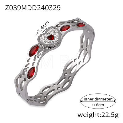 304 Stainless Steel Pave Cubic Zirconia Bangles FS-WG9DD70-04-1