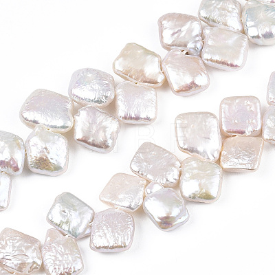 Baroque Natural Nucleated Pearl Keshi Pearl Beads Strands PEAR-S020-K10-1