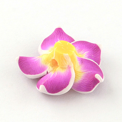 Handmade Polymer Clay 3D Flower Plumeria Beads CLAY-Q192-15mm-07-1