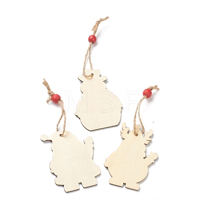 Christmas Theme Wood Big Pendant Decorations HJEW-F010-05-1