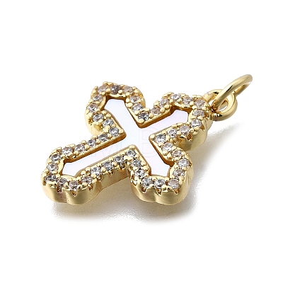 Brass Micro Pave Clear Cubic Zirconia Pendants KK-V010-10G-01-1