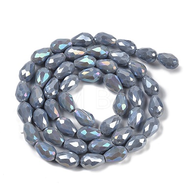 Opaque Solid Color Electroplate Glass Beads Strands EGLA-N013-P8mm-B05-1