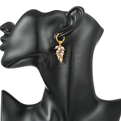 Natural Cultured Freshwater Pearl Cluster Hoop Earring for Women EJEW-JE07187-02-1