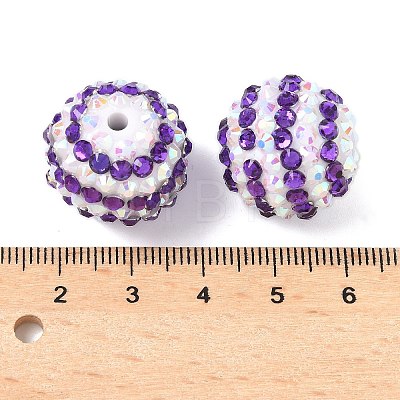 Striped Resin Rhinestone Beads OACR-A037-01A-1
