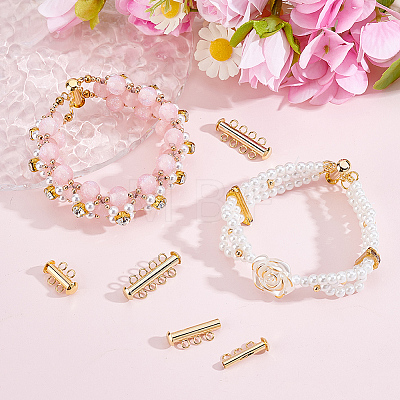 6Pcs 3 Styles Brass Slide Lock Clasps KK-BBC0027-56-1