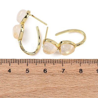 Valentine's Day Heart Natural Quartz Crystal Stud Earrings EJEW-T053-01G-08-1