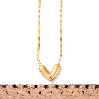 304 Stainless Steel Heart Pendant Snake Chain Necklaces NJEW-U026-08G-1