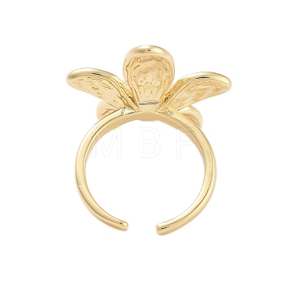 Rack Plating Flower Brass Open Cuff Rings for Women RJEW-B064-18G-01-1