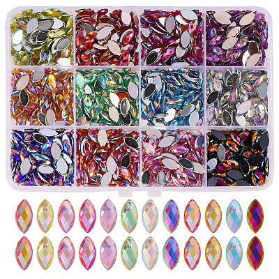 1440Pcs 12 Colors Glass Rhinestone Cabochons RGLA-CA0001-13-1