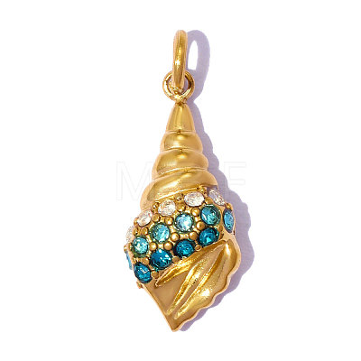 304 Stainless Steel with Sapphire Rhinestone Pendants RB-OY001-52G-1