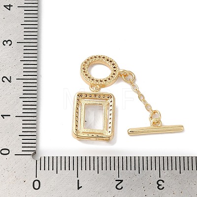 Brass Micro Pave Clear Cubic Zirconia Toggle Clasps KK-N254-87G-1