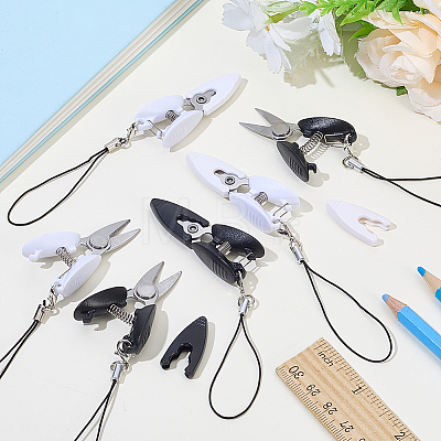 6Pcs 2 Colors Mini Stainless Steel Scissors AJEW-SP0006-27-1