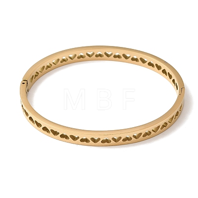 Hollow 304 Stainless Steel Hinged Bangles for Women BJEW-H644-06G-1