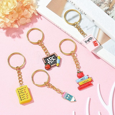 Graduation Theme Alloy Enamel & Resin Pendants Keychain KEYC-JKC00502-1