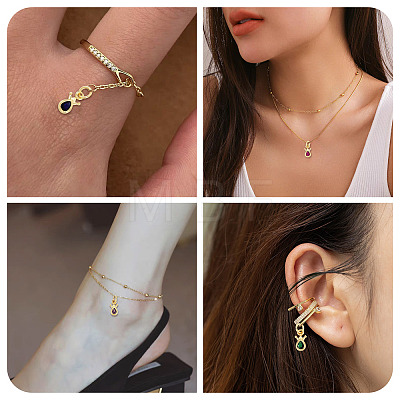 20Pcs 4 Colors Brass Cubic Zirconia Charms KK-TA0009-13A-1