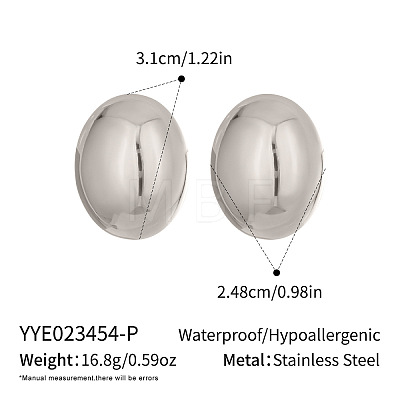 Minimalist Oval 304 Stainless Steel Stud Earrings UN0221-2-1